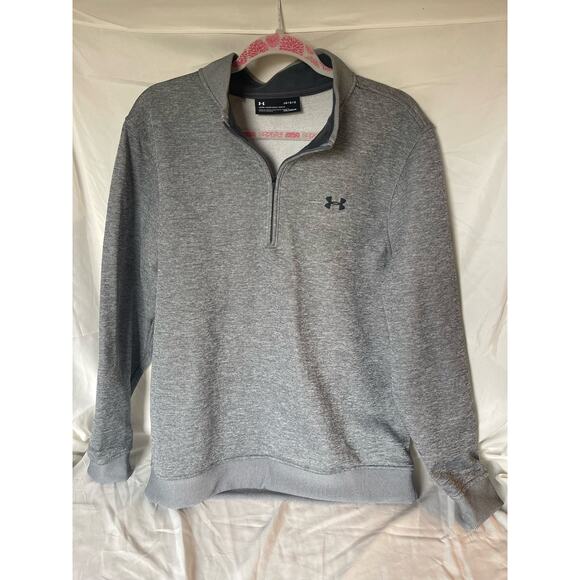 Under armour-Grey Quarter Zip-Pullover-Fleece lining-Men's LG - Picture 1 of 3